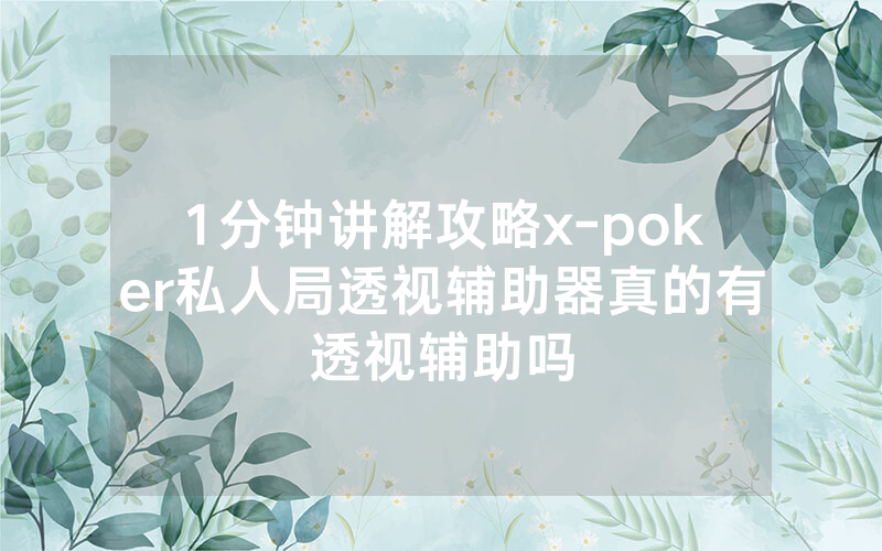 1分钟讲解攻略x-poker私人局透视辅助器真的有透视辅助吗