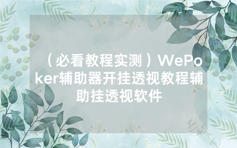 （必看教程实测）WePoker辅助器开挂透视教程辅助挂透视软件