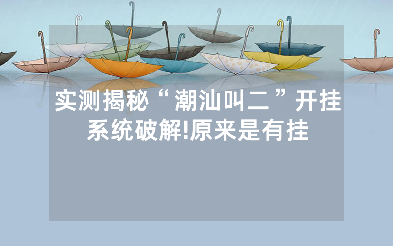 实测揭秘“潮汕叫二”开挂系统破解!原来是有挂