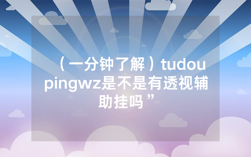 （一分钟了解）tudoupingwz是不是有透视辅助挂吗”