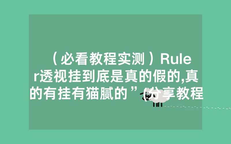 （必看教程实测）Ruler透视挂到底是真的假的,真的有挂有猫腻的”(分享教程)
