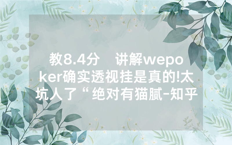 教8.4分鐘讲解wepoker确实透视挂是真的!太坑人了“绝对有猫腻-知乎