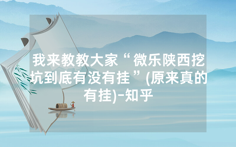 我来教教大家“微乐陕西挖坑到底有没有挂”(原来真的有挂)-知乎