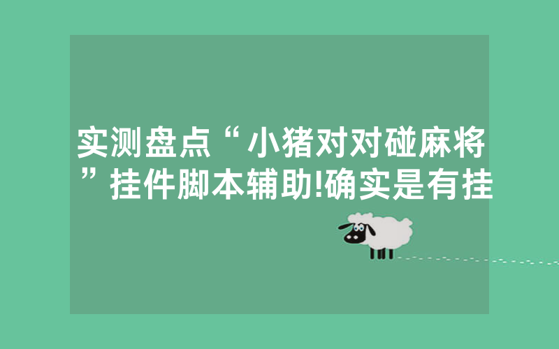 实测盘点“小猪对对碰麻将”挂件脚本辅助!确实是有挂