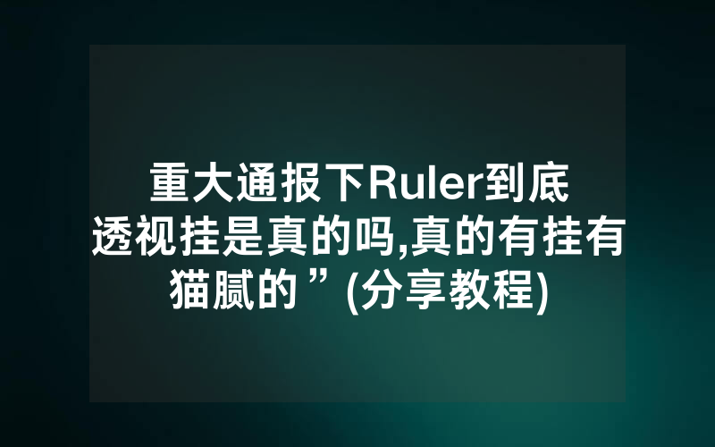 重大通报下Ruler到底透视挂是真的吗,真的有挂有猫腻的”(分享教程)