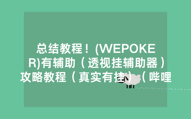 总结教程！(WEPOKER)有辅助（透视挂辅助器）攻略教程（真实有挂）（哔哩哔哩）