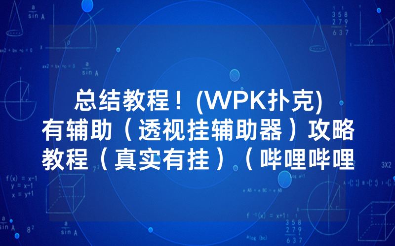 总结教程！(WPK扑克)有辅助（透视挂辅助器）攻略教程（真实有挂）（哔哩哔哩）
