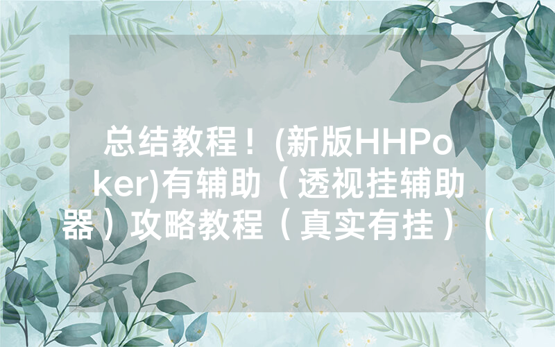 总结教程！(新版HHPoker)有辅助（透视挂辅助器）攻略教程（真实有挂）（哔哩哔哩）