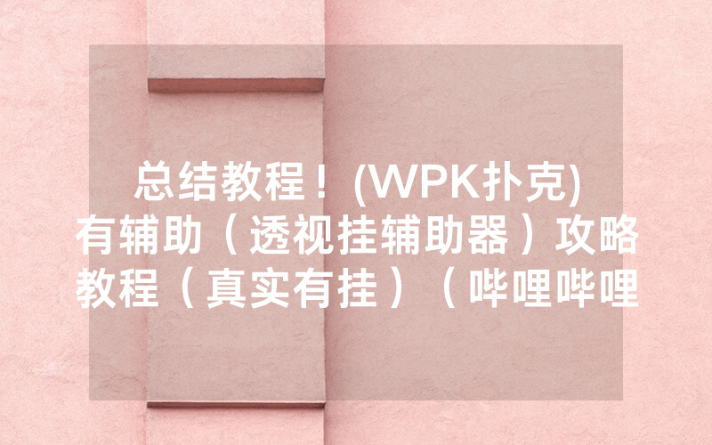 总结教程！(WPK扑克)有辅助（透视挂辅助器）攻略教程（真实有挂）（哔哩哔哩）
