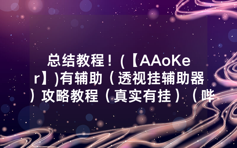 总结教程！(【AAoKer】)有辅助（透视挂辅助器）攻略教程（真实有挂）（哔哩哔哩）
