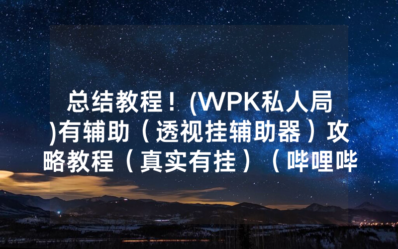总结教程！(WPK私人局)有辅助（透视挂辅助器）攻略教程（真实有挂）（哔哩哔哩）