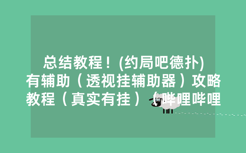 总结教程！(约局吧德扑)有辅助（透视挂辅助器）攻略教程（真实有挂）（哔哩哔哩）
