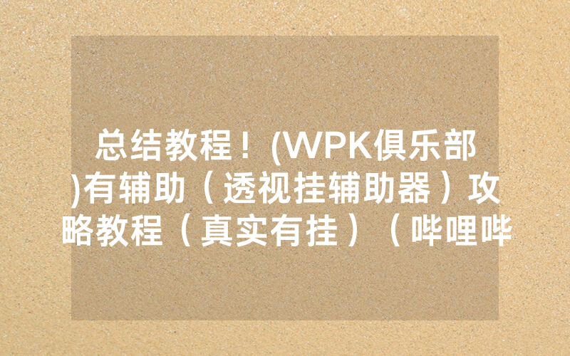 总结教程！(WPK俱乐部)有辅助（透视挂辅助器）攻略教程（真实有挂）（哔哩哔哩）