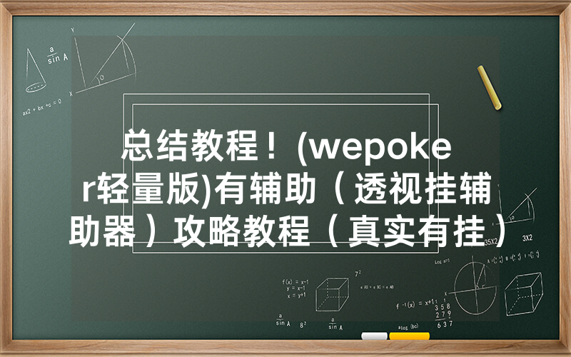 总结教程！(wepoker轻量版)有辅助（透视挂辅助器）攻略教程（真实有挂）（哔哩哔哩）