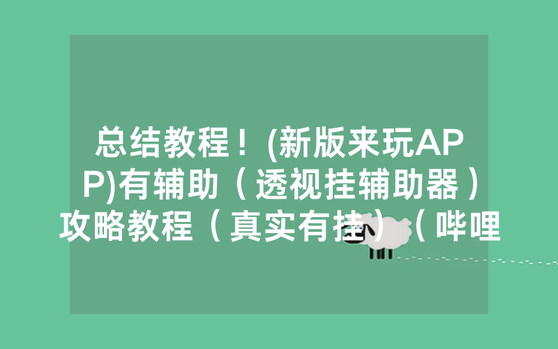 总结教程！(新版来玩APP)有辅助（透视挂辅助器）攻略教程（真实有挂）（哔哩哔哩）