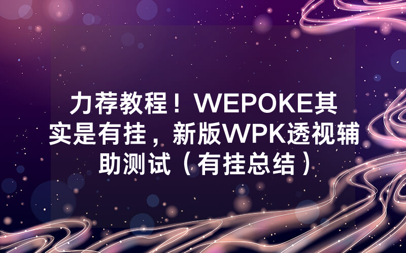 力荐教程！WEPOKE其实是有挂，新版WPK透视辅助测试（有挂总结）