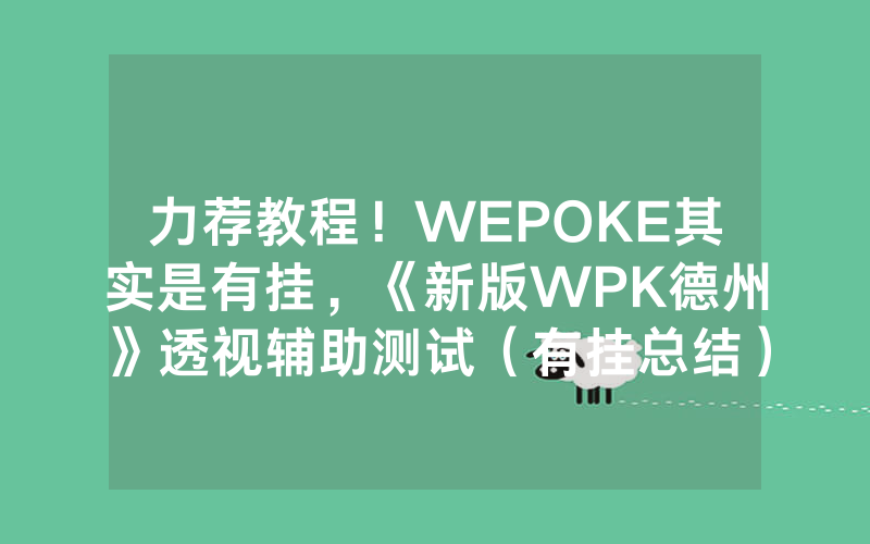 力荐教程！WEPOKE其实是有挂，《新版WPK德州》透视辅助测试（有挂总结）