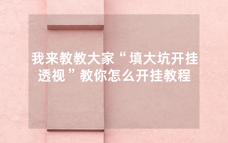 我来教教大家“填大坑开挂透视”教你怎么开挂教程