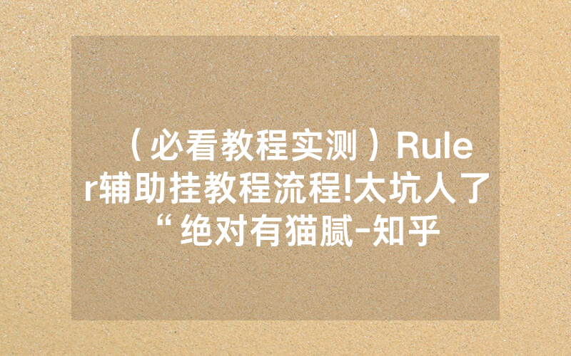（必看教程实测）Ruler辅助挂教程流程!太坑人了“绝对有猫腻-知乎
