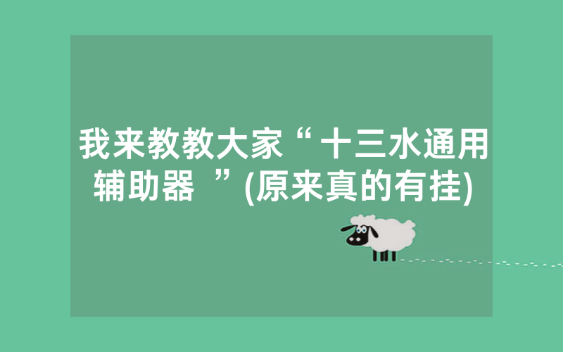我来教教大家“十三水通用辅助器 ”(原来真的有挂)