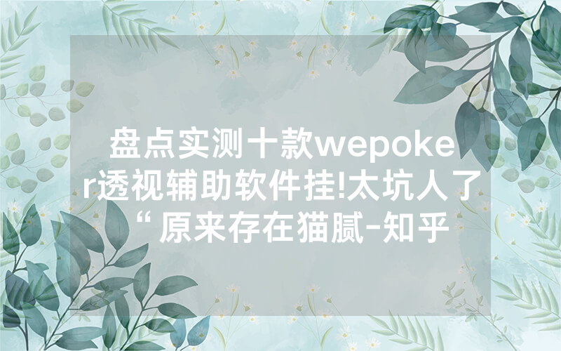 盘点实测十款wepoker透视辅助软件挂!太坑人了“原来存在猫腻-知乎