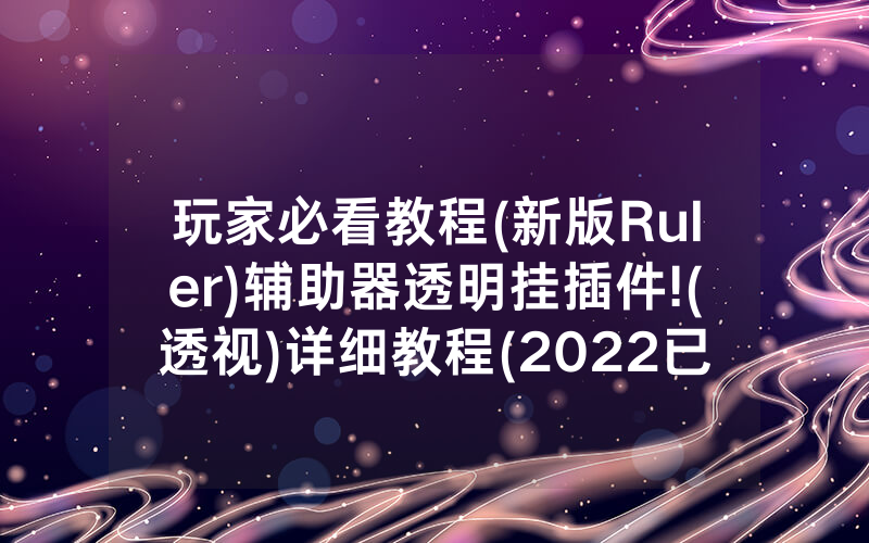 玩家必看教程(新版Ruler)辅助器透明挂插件!(透视)详细教程(2022已更新)(哔哩哔哩)