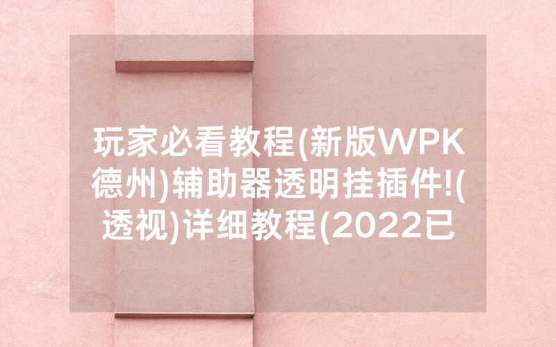 玩家必看教程(新版WPK德州)辅助器透明挂插件!(透视)详细教程(2022已更新)(哔哩哔哩)