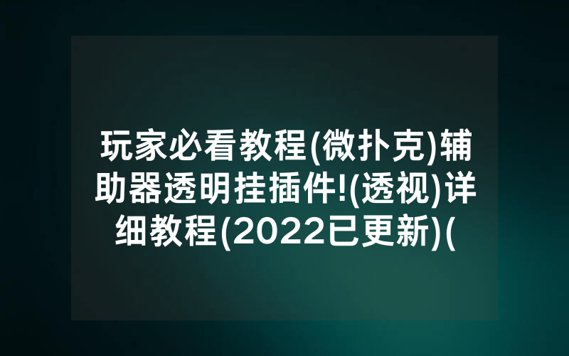 玩家必看教程(微扑克)辅助器透明挂插件!(透视)详细教程(2022已更新)(哔哩哔哩)