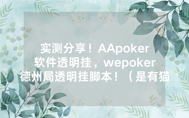 实测分享！AApoker软件透明挂，wepoker德州局透明挂脚本！（是有猫腻的）