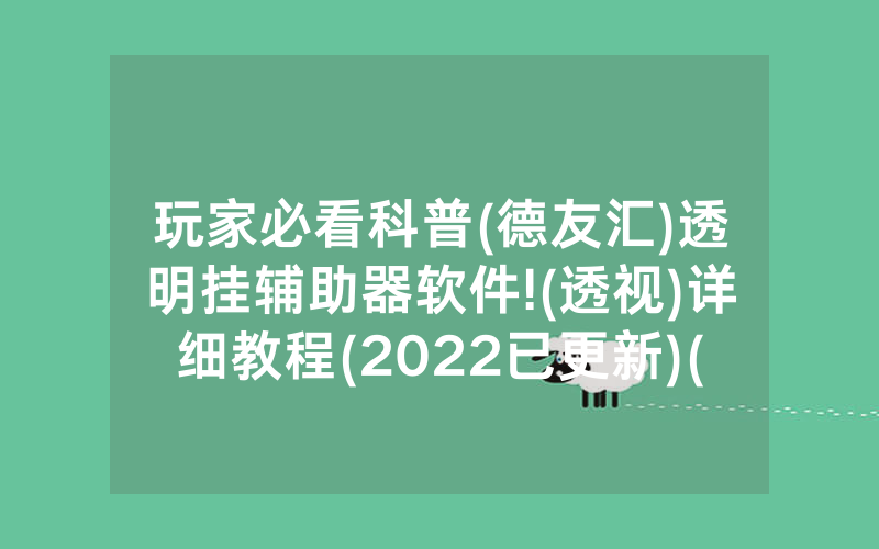 玩家必看科普(德友汇)透明挂辅助器软件!(透视)详细教程(2022已更新)(哔哩哔哩)