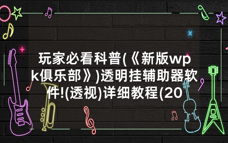 玩家必看科普(《新版wpk俱乐部》)透明挂辅助器软件!(透视)详细教程(2022已更新)(哔哩哔哩)