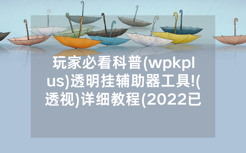 玩家必看科普(wpkplus)透明挂辅助器工具!(透视)详细教程(2022已更新)(哔哩哔哩)