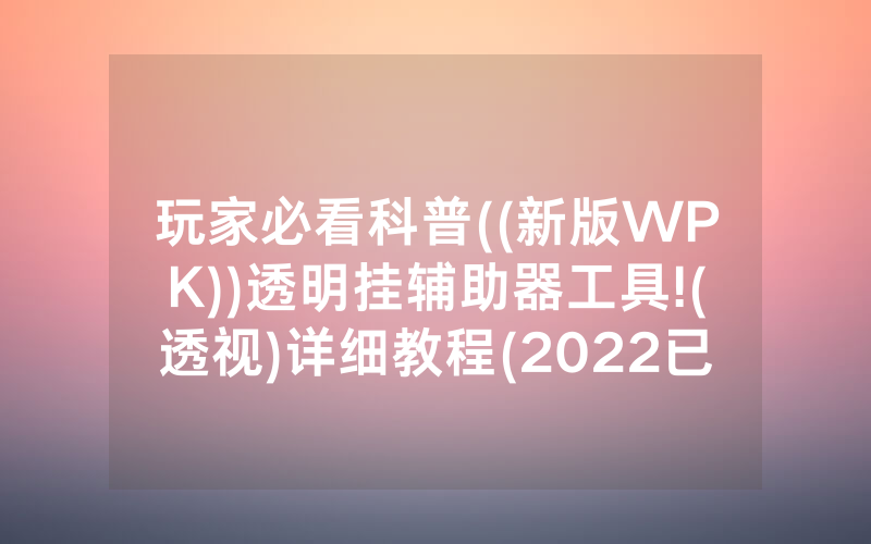 玩家必看科普((新版WPK))透明挂辅助器工具!(透视)详细教程(2022已更新)(哔哩哔哩)