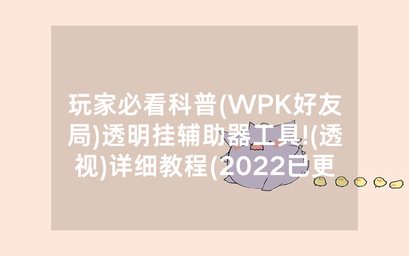 玩家必看科普(WPK好友局)透明挂辅助器工具!(透视)详细教程(2022已更新)(哔哩哔哩)