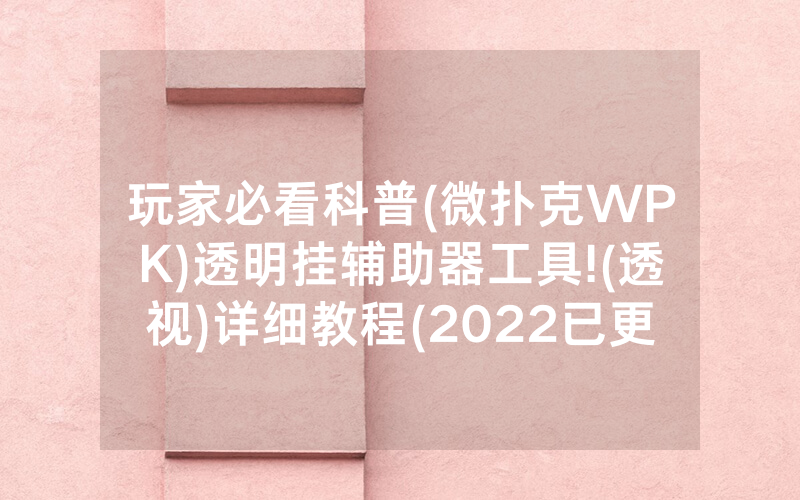 玩家必看科普(微扑克WPK)透明挂辅助器工具!(透视)详细教程(2022已更新)(哔哩哔哩)