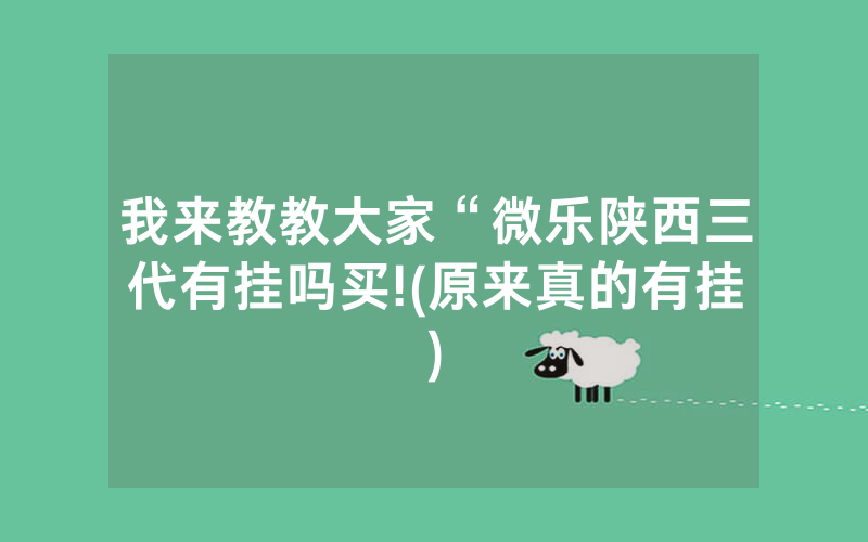 我来教教大家“微乐陕西三代有挂吗买!(原来真的有挂)