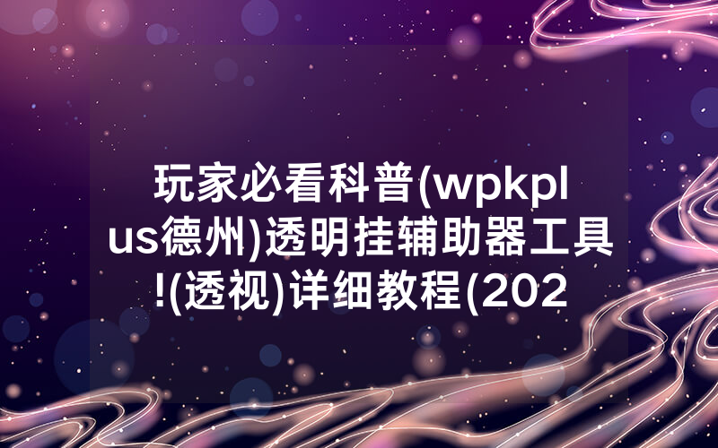 玩家必看科普(wpkplus德州)透明挂辅助器工具!(透视)详细教程(2022已更新)(哔哩哔哩)