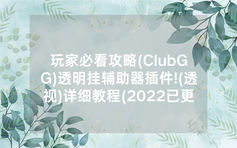 玩家必看攻略(ClubGG)透明挂辅助器插件!(透视)详细教程(2022已更新)(哔哩哔哩)
