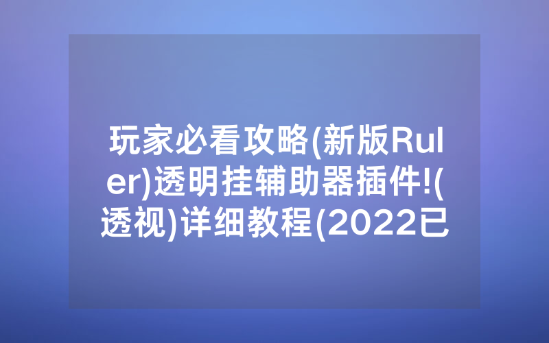 玩家必看攻略(新版Ruler)透明挂辅助器插件!(透视)详细教程(2022已更新)(哔哩哔哩)