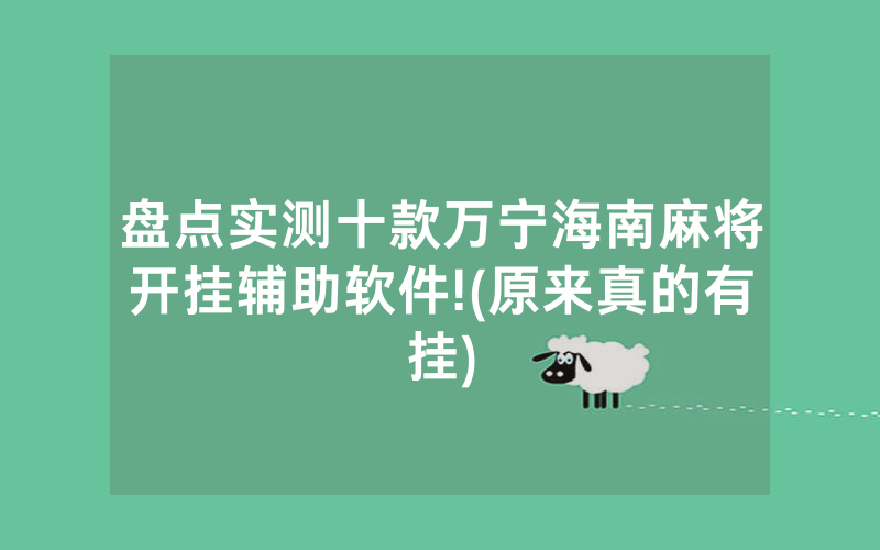 盘点实测十款万宁海南麻将开挂辅助软件!(原来真的有挂)