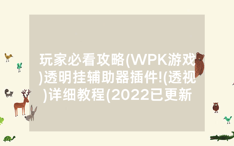 玩家必看攻略(WPK游戏)透明挂辅助器插件!(透视)详细教程(2022已更新)(哔哩哔哩)