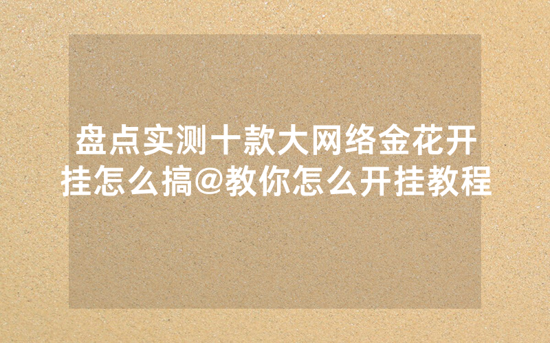 盘点实测十款大网络金花开挂怎么搞@教你怎么开挂教程