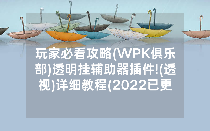 玩家必看攻略(WPK俱乐部)透明挂辅助器插件!(透视)详细教程(2022已更新)(哔哩哔哩)