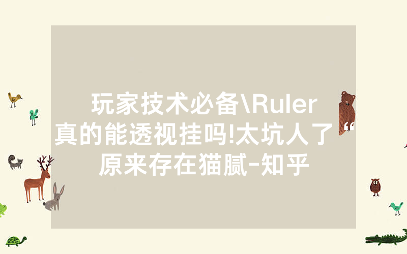 玩家技术必备\Ruler真的能透视挂吗!太坑人了“原来存在猫腻-知乎