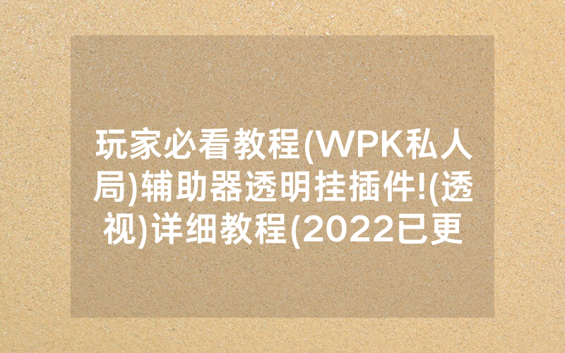 玩家必看教程(WPK私人局)辅助器透明挂插件!(透视)详细教程(2022已更新)(哔哩哔哩)