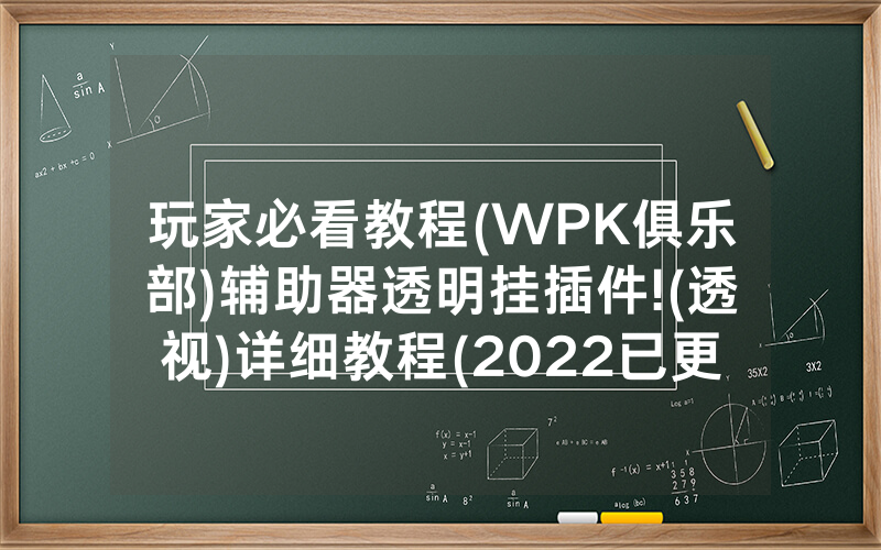 玩家必看教程(WPK俱乐部)辅助器透明挂插件!(透视)详细教程(2022已更新)(哔哩哔哩)