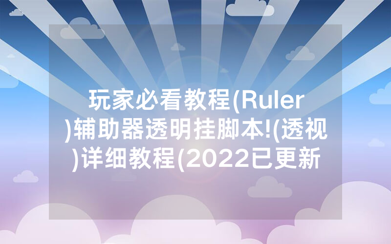玩家必看教程(Ruler)辅助器透明挂脚本!(透视)详细教程(2022已更新)(哔哩哔哩)