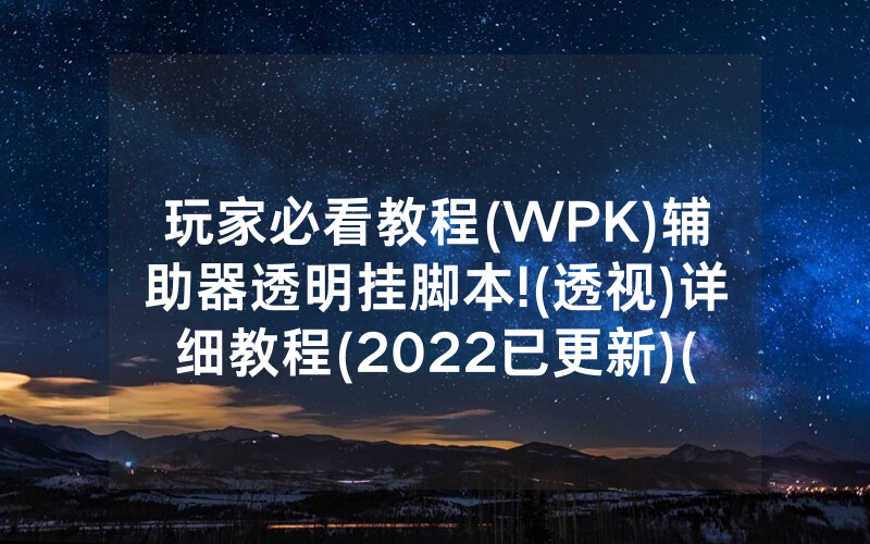 玩家必看教程(WPK)辅助器透明挂脚本!(透视)详细教程(2022已更新)(哔哩哔哩)