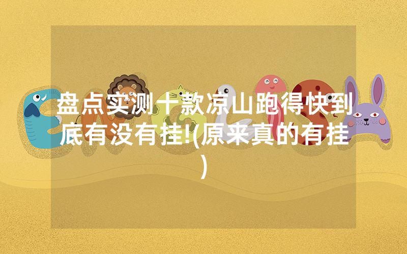 盘点实测十款凉山跑得快到底有没有挂!(原来真的有挂)