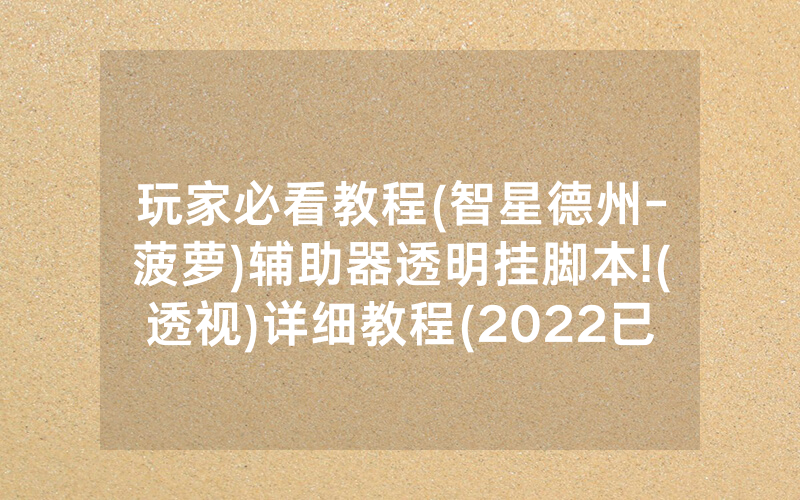 玩家必看教程(智星德州-菠萝)辅助器透明挂脚本!(透视)详细教程(2022已更新)(哔哩哔哩)